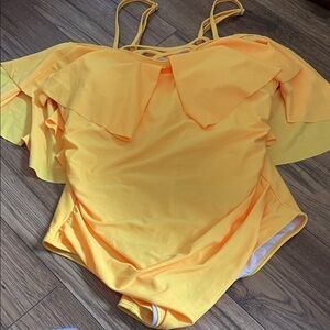 Yellow Ruffled One-Piece Swimsuit  3/$80